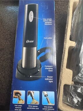 Oster Electric Wine Opener in Black and Stainless Steel